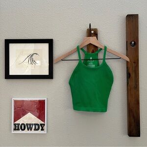 $40 FREE PEOPLE MOVEMENT Happiness Runs Long Crop Tank Top In Green M/L
